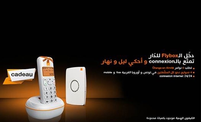 Avec la nouvelle offre Flybox Orange, bénéficiez d’une connexion Internet 24h/24 ainsi que des appels gratuits en Tunisie et vers l’Europe de l’Ouest Avec la nouvelle offre Flybox Orange, bénéficiez d’une connexion Internet 24h/24 ainsi que des appels gratuits en Tunisie et vers l’Europe de l’Ouest