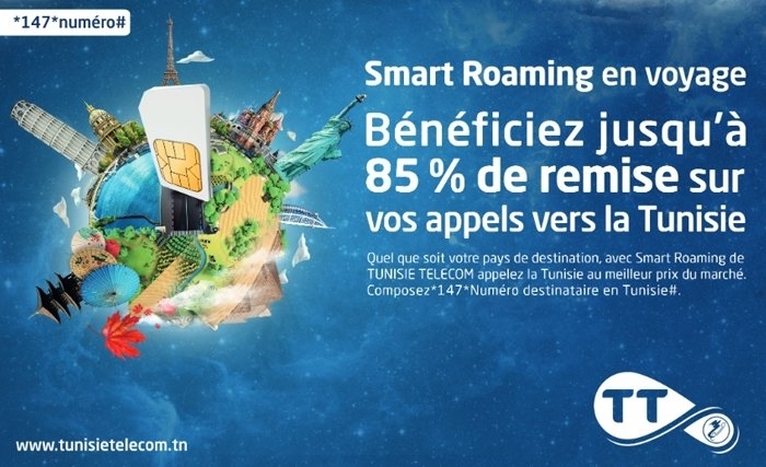 Avec «Smart Roaming» de Tunisie Telecom faites des économies de 85% sur vos communications en Roaming Avec «Smart Roaming» de Tunisie Telecom faites des économies de 85% sur vos communications en Roaming