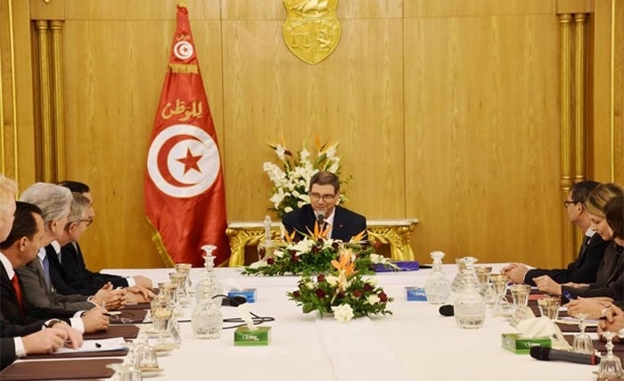 Habib Essid et  les ambassadeurs  du G7
