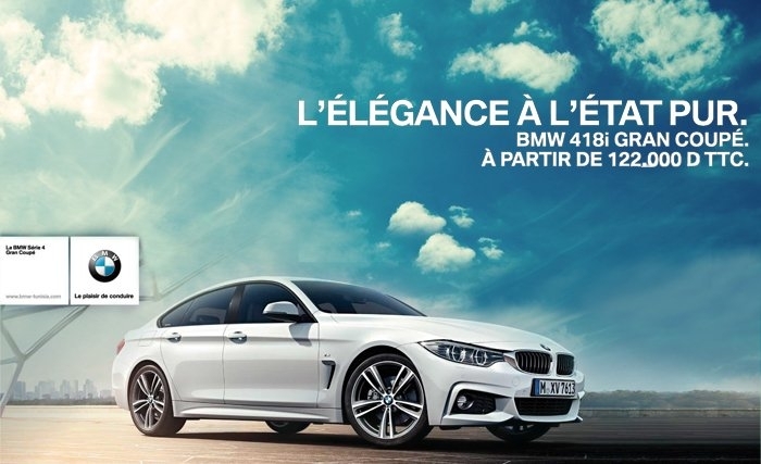 La BMW 418i Gran Coupé à partir de 122.000 TND TTC* chez Ben Jemâa Motors La BMW 418i Gran Coupé à partir de 122.000 TND TTC* chez Ben Jemâa Motors