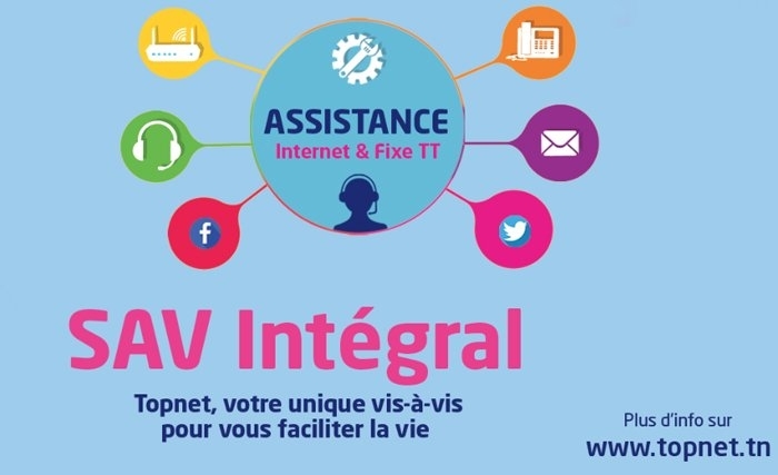 Topnet lance le « SAV Intégra » : Un nouveau service d’assistance client pour Internet et fixe TT en guichet unique Topnet lance le « SAV Intégra » : Un nouveau service d’assistance client pour Internet et fixe TT en guichet unique