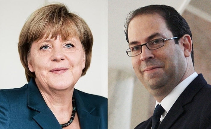 Angela Merkel et Youcef Chahed Angela Merkel et Youcef Chahed