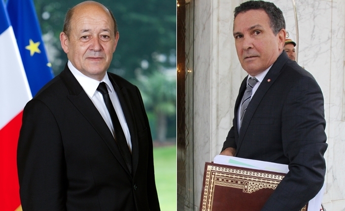 Jean Yves Le Drian et Ferhatg Horchani