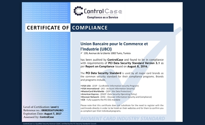 UBCI 1ère Banque de la place certifiée PCI-DSS