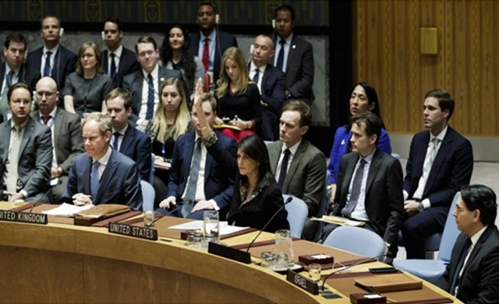 43 ème véto américain au Conseil de sécurité contre un projet de résolution sur la Palestine 43 ème véto américain au Conseil de sécurité contre un projet de résolution sur la Palestine