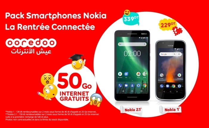 Ooredoo lance les packs « Rentrée» Nokia 1 et Nokia 2.1