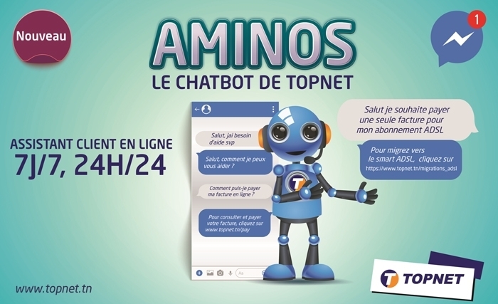 TOPNET lance AMINOS, sa nouvelle plateforme CHATBOT TOPNET lance AMINOS, sa nouvelle plateforme CHATBOT