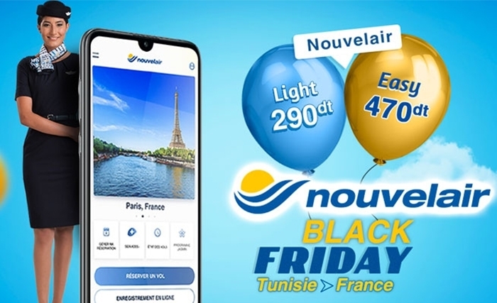 Nouvelair lance une promo à l’occasion du black Friday sur sa nouvelle application mobile Nouvelair lance une promo à l’occasion du black Friday sur sa nouvelle application mobile