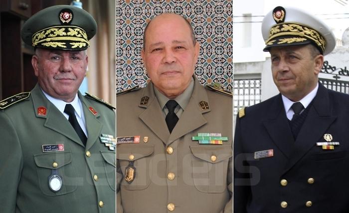 Trois promotions d’officiers généraux de l’Armée tunisienne :  Bouguerra, général de brigade magistrat, Edhif, général de brigade et Atallah, vice-amiral