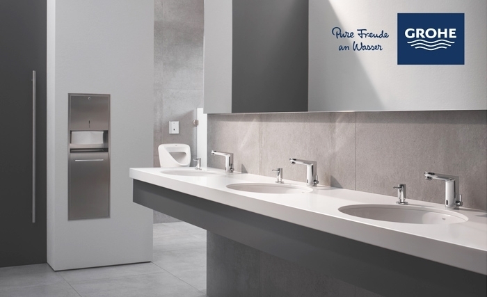 GROHE s’engage pour la rationalisation de la consommation de l’eau et lance un robinet hybride sans contact GROHE s’engage pour la rationalisation de la consommation de l’eau et lance un robinet hybride sans contact
