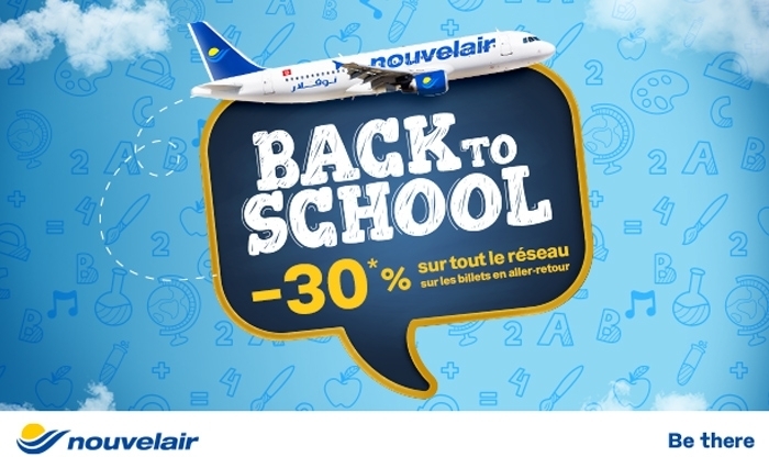 Promo «BACK TO SCHOOL» de nouvelair: bénéficiez de 30% de réduction sur tout le réseau Promo «BACK TO SCHOOL» de nouvelair: bénéficiez de 30% de réduction sur tout le réseau