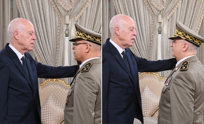Les généraux de brigade Saleh Ben Abd’Essalem et Al’Amjed Al’Hamemi promus par le président Kaïs Saïed, généraux de division (Vidéo) Les généraux de brigade Saleh Ben Abd’Essalem et Al’Amjed Al’Hamemi promus par le président Kaïs Saïed, généraux de division (Vidéo)
