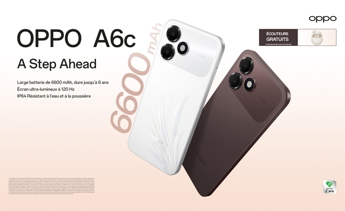 OPPO lance l'A6c en Tunisie: la nouvelle référence du segment d'entrée de gamme en matière de durabilité et de fluidité